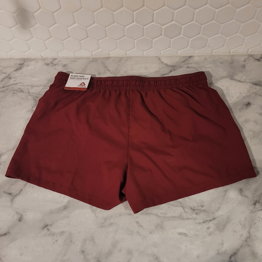 Womens Reebok Red Relaxed Shorts - Picture 2 of 4